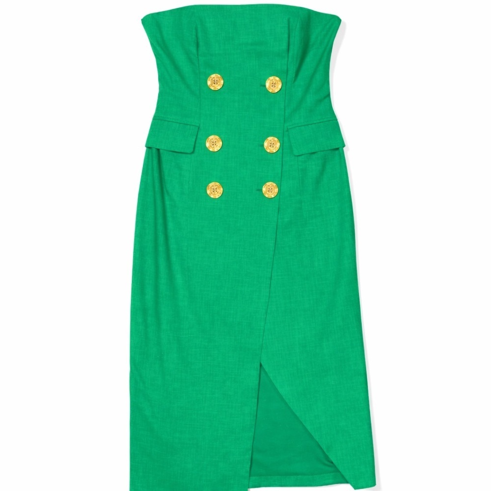 NWOT Anthropologie Mare Mare Green Strapless Button Front Midi Dress – Size 1X